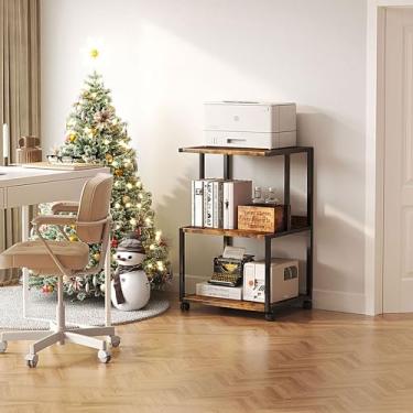 Imagem de Mexin Suporte para impressora - Mesa pequena para impressora de 3 níveis com rodas, carrinho de impressora industrial com prateleira de armazenamento para scanner, fax, uso em casa, escritório, 43 x