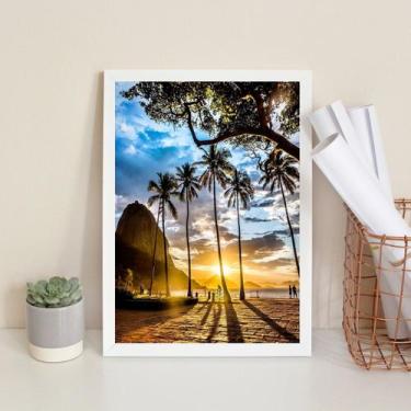 Imagem de Quadro Decorativo Por Do Sol Praia Rio De Janeiro 33x24cm - com vidro 