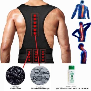 Imagem de Colete Lombar Postural Tensão Coluna Hérnia Disco Alívio Dor + Gel 15 