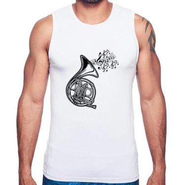 Imagem de Regata Trompa Notas Musicais - Foca na Moda, Branco, GGG