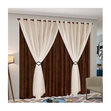 Imagem de Cortina Cetim Voil Cecília 4,00x2,50 - CASA CHIC Enxovais, Tabaco