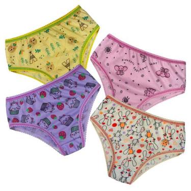 Imagem de Calcinha Infantil Menina Kit 6 Calcinho Malha De Algodão - Empório da 