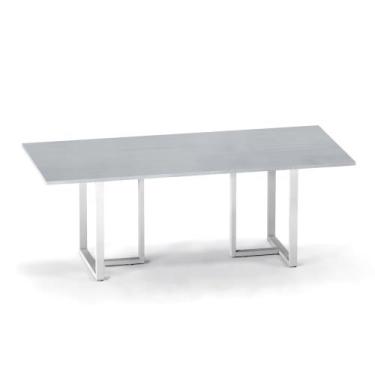 Imagem de Mesa de Reunião Retangular Tubular P25 Pandin 2,6 M Cinza e Branco