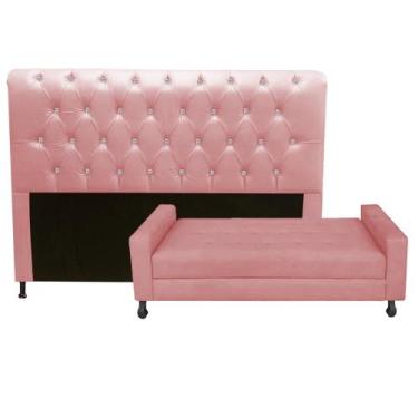 Imagem de Kit Félix com Cabeceira Cristal 1,95 cm King Size Baú Quarto Sala mate