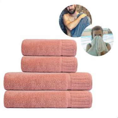Imagem de Kit Casal Toalhas Macias 2 Banho e 2 Rosto para Banheiro - Bella Enxov
