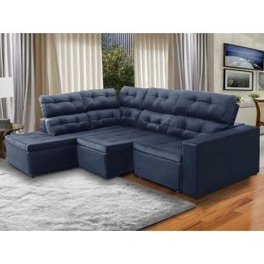 Imagem de Sofá de Canto Chaise E 293x220 Cm Retrátil Reclinável Mola Bonnel Prim