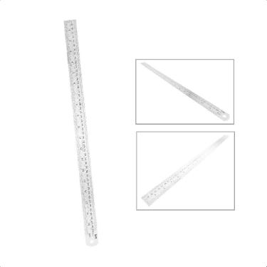 Imagem de Régua Em Aço Inox Escala Mm e Pols 50cm 20 Pols