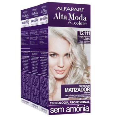 Imagem de Alta Moda kit c/3 Corretor Matizador 12.111 Louro Platina Cinza Super 