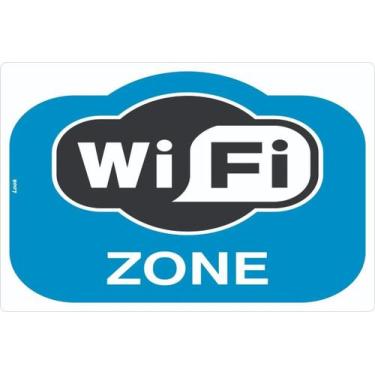 Imagem de  Placa de Sinalização - Wi-Fi Zone - Wireless Hotspot - Internet - Azu