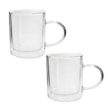 Imagem de Jogo de xicara de vidro dupla camada 320ml 2 peças - QUERO PRESENTEAR