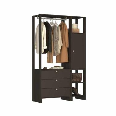 Imagem de Closet com 1 Cabideiro, 1 Porta com 2 prateleias e 4 nichos externos E