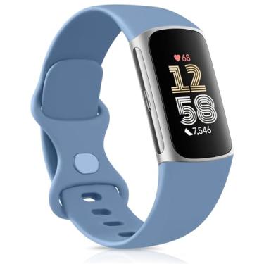 Imagem de Meliya Pulseira esportiva de substituição para Fitbit Charge 6/Charge 5 (azul inverno, pequena)