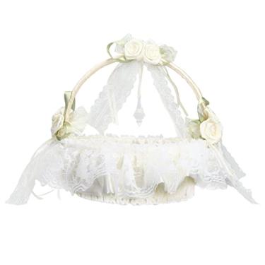 Imagem de Cesta de Flores de Casamento de Bambu para Noiva - Cesta de Flores Portátil Simples para Lançamento de Flores - Suprimentos de Casamento