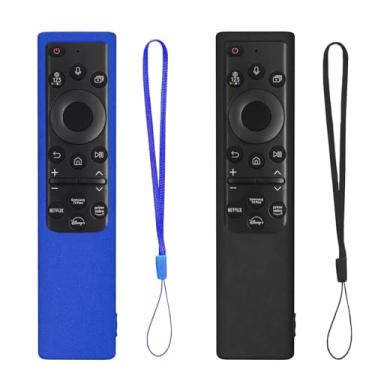 Imagem de Pacote com 2 capas para controle remoto Samsung Smart TV, capa protetora de silicone para controle remoto Samsung Solar Cell 2021 2022 BN59-01357 BN59-01385 BN59-01265A (azul marinho + preto não