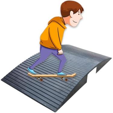 Imagem de Rampa de mobilidade para cadeira de rodas/scooter - Limiar largo de ponte de borracha para entrada de automóveis/galpão/porta deslizante e portas de pátio., 81x50x6,3cm(32"x20"x2,5")