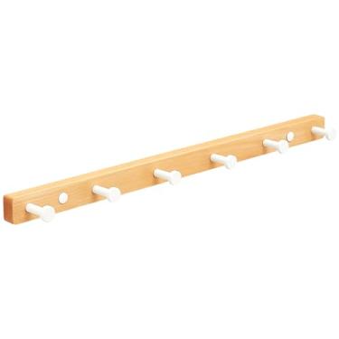 Imagem de HaiFanWJ Cabides de madeira montados na parede, ganchos de madeira natural com várias colunas, cabides de madeira e suportes para chapéus para pendurar jaquetas, toalhas, carteiras e roupões (branco6)