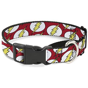 Imagem de Buckle-Down Coleira de cachorro com logotipo de martingale em vermelho e branco e amarelo, 40 a 58 cm 3,8 cm de largura