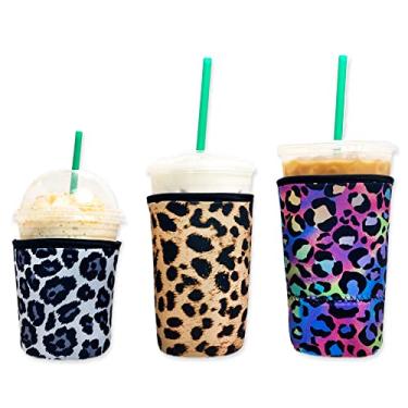 Imagem de Capa de café gelado Baxendale para bebidas frias, pacote com 3, Sm-Med-Lg, 4 mm de espessura (3 pacotes Sm-Med-Lg, estampa animal)