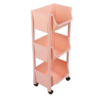 Imagem de Prateleira de Livros de Armazenamento de Carrinho Utilitário de Grande Capacidade Com Rodas Traváveis, Organizador Móvel Compacto para Escritório, Cozinha, Quarto, Sala de (Nível