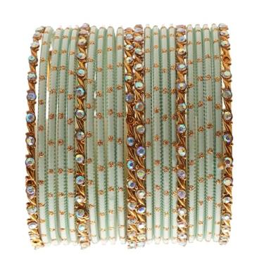 Imagem de RIANGI Pulseiras femininas conjunto de 22 peças de pulseiras chiques para mulheres 80 lembrancinhas de festa liga, XL-Circ 8.6 in-Indian Size 2.12-Dia 2.7 in, Metal, Sem pedras preciosas