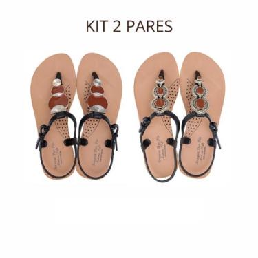 Imagem de Kit 2 Pares Sandalia Feminina Confortavel Ortopédica Terapia dos Pés, 
