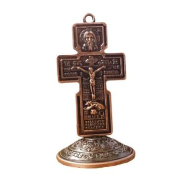 Imagem de menolana Crucifixo em pé com a Base Jesus cruz, decoração de mesa, metal, ornamento de artesanato antigo decoração cristã para carro doméstico de escritório