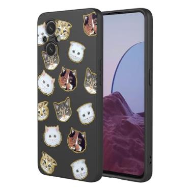 Imagem de KOARWVC Capa de telefone para OnePlus Nord N20, Oppo Reno8 Lite 5G/Reno7 Lite 5G/Reno7 Z/Reno8 Z, capa fofa com design de padrão de gato, capa protetora fina de TPU macio para OnePlus Nord N20 Black