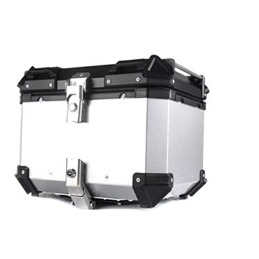 Imagem de Mala de viagem para motocicleta, caixa superior de motocicleta 45L, caixa traseira de alumínio, caixa de ferramentas de armazenamento de capacete, acessórios universais, à prova d'água, capa superior