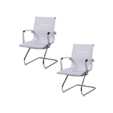 Imagem de Kit 2 Cadeiras Escritorio Interlocutor Esteirinha Tela Mesh 3303 - OR 