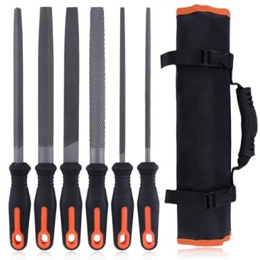 Imagem de SPEDWOX Conjunto de arquivos de metal 6 peças Arquivo de aço carbono profissional de 20 cm, lima plana e meio redonda, arquivo de metal triangular, arquivo de madeira redondo, lixa de madeira