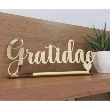 Imagem de Palavra Gratidão decorativa espelhada - Begalli Decor, Prata