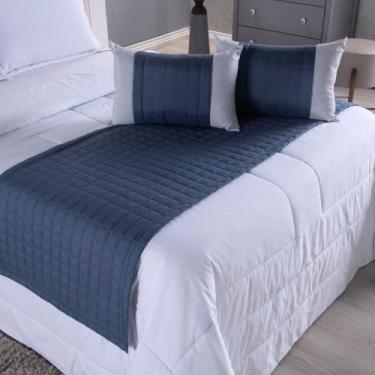 Imagem de Peseira King Aurora 5 peças Percal 100% Poliéster - Azul - Lilly Home 