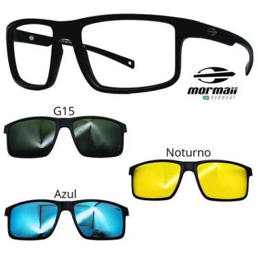 Imagem de Oculos Mormaii Swap 5 6127 A14 Preto Fosco Com 3 Clipons, G15, Azul, N