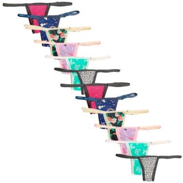 Imagem de Kit 12 Calcinhas Tanguinha Fio Dental Fristyle Microfibra Estampada, G