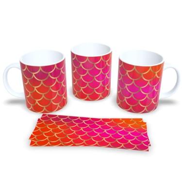 Imagem de Caneca Branca de Porcelana Personalizada Escamas de Sereias 2 (Mod.30)