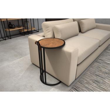 Imagem de Mesa de apoio redonda para sofa estilo industrial