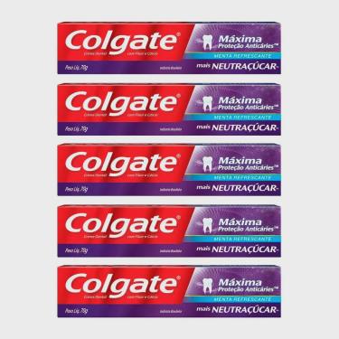 Imagem de Kit 5 Creme Dental Colgate Máxima Proteção Cáries Neutraçúcar 70g Cada