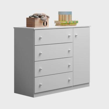 Imagem de Cômoda Infantil Com 1 Porta E 4 Gavetas Elisa Cor Branco Phoenix Baby