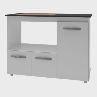 Imagem de Balcão Gabinete de Cozinha Para Fogão Cooktop 4 bocas e Forno 3 portas Ana Moblis Móveis Branco