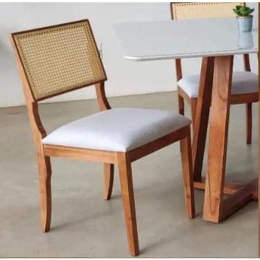 Imagem de Conjunto 2 Cadeiras de Jantar Mônaco Linho Cinza e Rattan