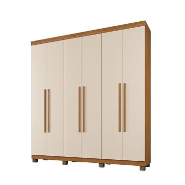 Imagem de Roupeiro Milão 6 Portas 3 Gavetas Benetil Cinamomo/off White
