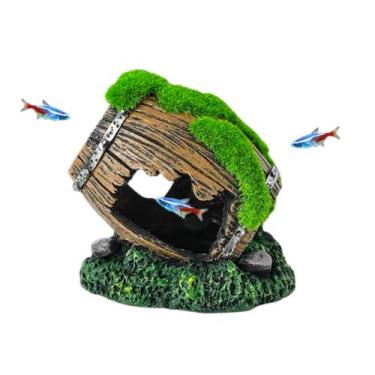 Imagem de Enfeite Aquario Realista Barril Musgo Toca Peixes Bettas  - Bruartt