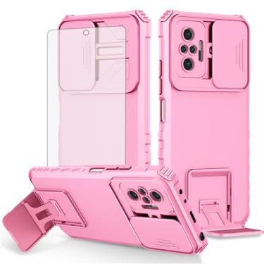 Imagem de Asuwish Capa de celular para Xiaomi Redmi Note 10 Pro com protetor de tela de vidro temperado e capa de câmera deslizante com suporte, suporte à prova de choque, acessórios de celular macios Redme