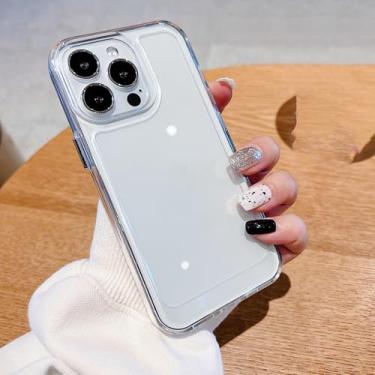 Imagem de Capa de armadura transparente de luxo à prova de choque para iPhone 15 14 13 12 Mini 11 Pro XR XS Max 7 8Plus Capa de acrílico rígido com amortecedor transparente, transparente, para iPhone 13 Mi