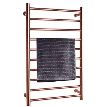 Imagem de Toalheiro elétrico aquecedor elétrico toalheiro de parede com 10 barras aquecidas ouro rosa radiador doméstico 88W plugue (plugue)