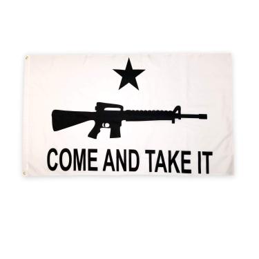 Imagem de Alto suprimento 3 x 5 Gonzales vem e leva com a bandeira de rifle com dois ilhós de latão, bordas duplas costuradas e tecido 100% poliéster, vem e leva a bandeira de Alamo, 3x5 2ª emenda