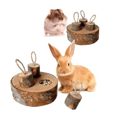 Imagem de Applewood Wooden Hamster Forrage Toy, Lanche Bandeja de Brinquedos de Brinquedos de Estimulação Mental Com Hide Trights Interativo Game para Gerbil -nea Pig.