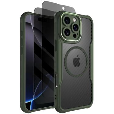 Imagem de Dahkoiz Capa para iPhone 16 Pro Max, compatível com MagSafe, com protetor de tela de privacidade X2, [proteção da câmera] [proteção contra quedas de 4,5 metros] Capa magnética fina e leve para iPhone