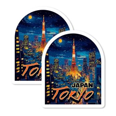 Imagem de Ímãs Tóquio Japão 10 cm Pacote com 2 - Ímãs de viagem decorativos de vinil forte para geladeira armário cozinha escritório - Fofo divertido estética legal durável e lembrança de longa duração ID44999