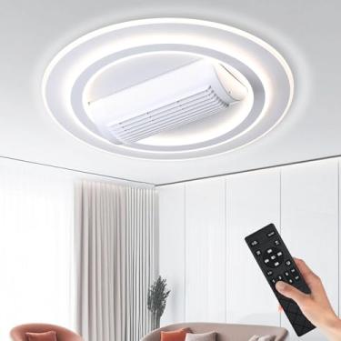 Imagem de STERREN Ventiladores De Teto Sem Lâminas Com Luzes, Ventilador De Teto Moderno De 20" Embutido Com Controle Remoto E Luzes Led Reguláveis, Ventilador Com 6 Velocidades Para Quarto E Sala De Estar (